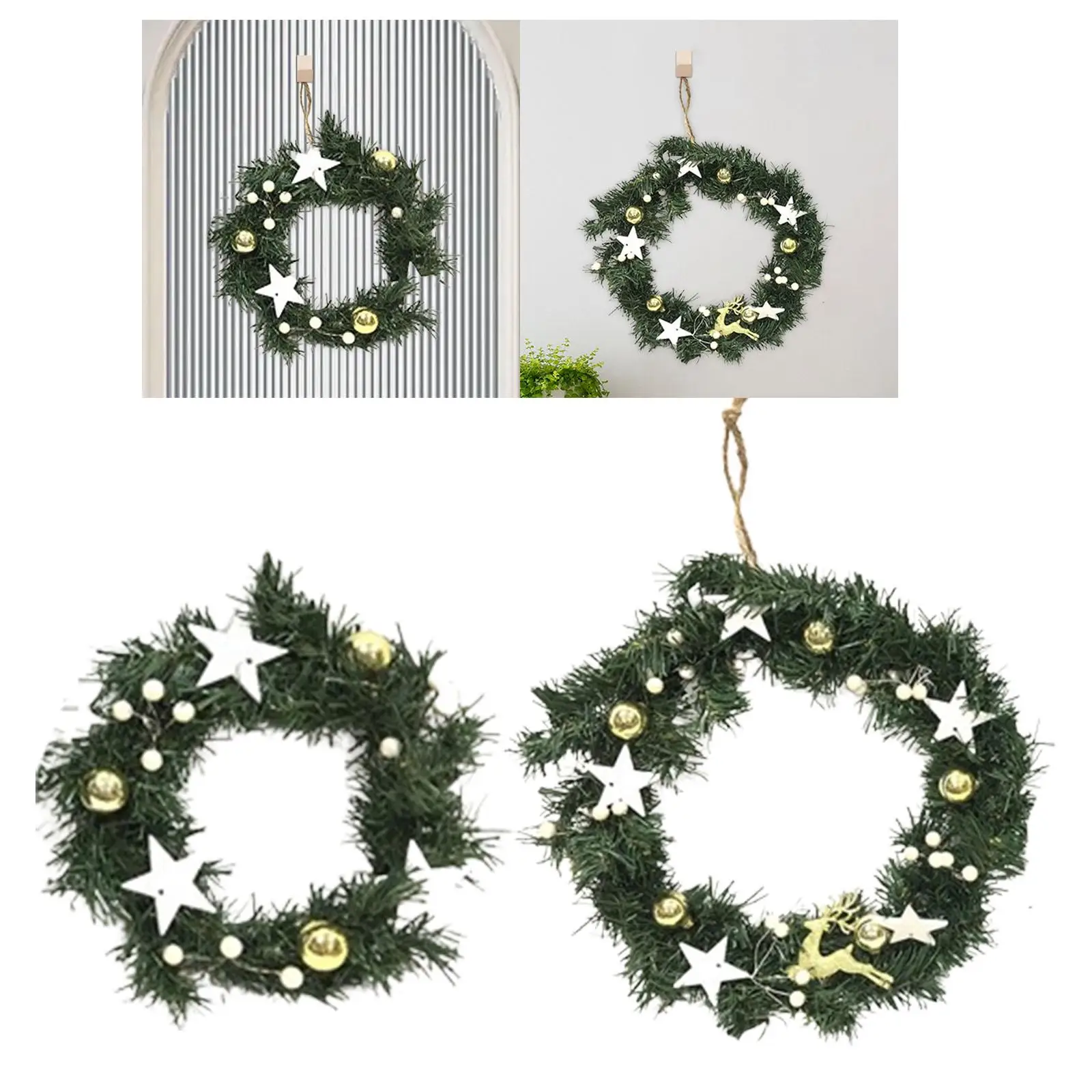 พวงหรีดใบสนประดิษฐ์คริสต์มาส พวงมาลัยเทียม ใช้งานง่าย