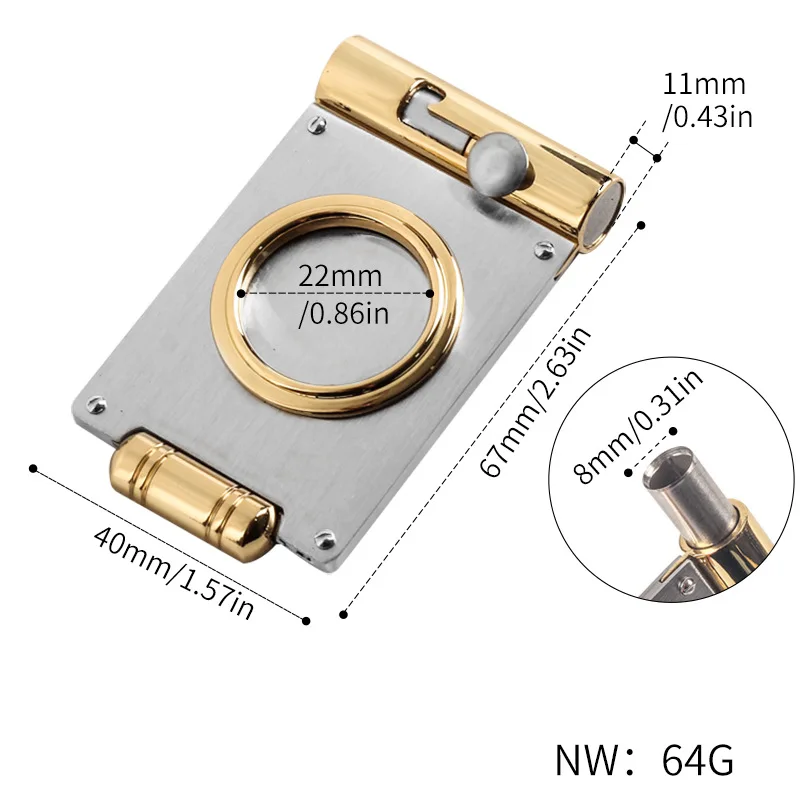 Stainless Steel Cigars Cutter Punch Pocket Metal Cigar Cutter Sharp Blade Cigar Guillotine Portable w Cigar Punch