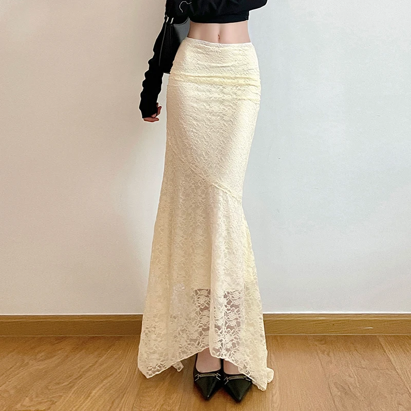 HEYounGIRL Y2K Removable Lace Women\'s Long Skirt Aesthetic Fairy Stylish High Street Maxi Skirts 2023 Autumn Outfits Sexy Ladies