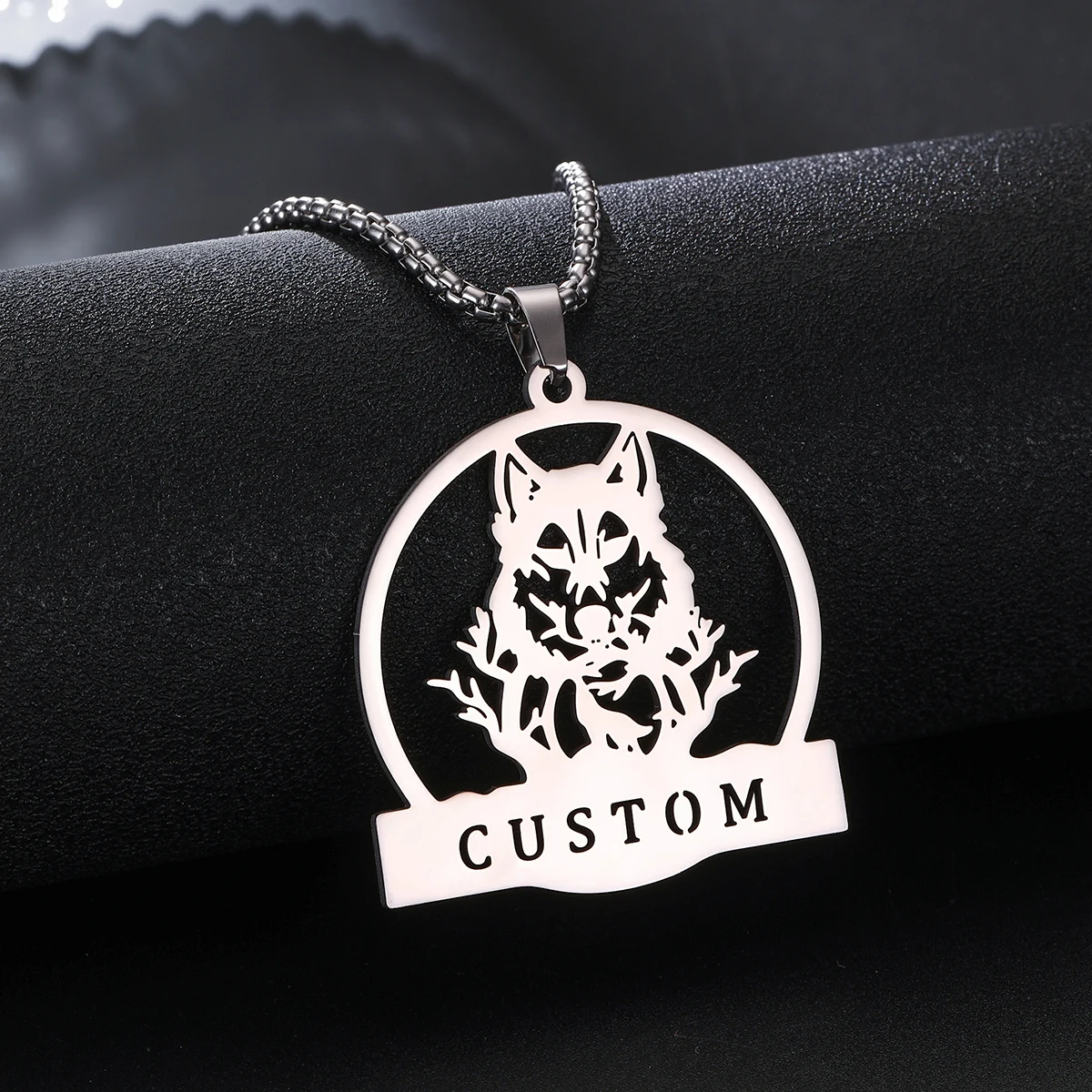 

Personalized Customized Wolf Head Pendant Necklace for Men Women Stainless Steel Jewelry colar masculino best gift for man
