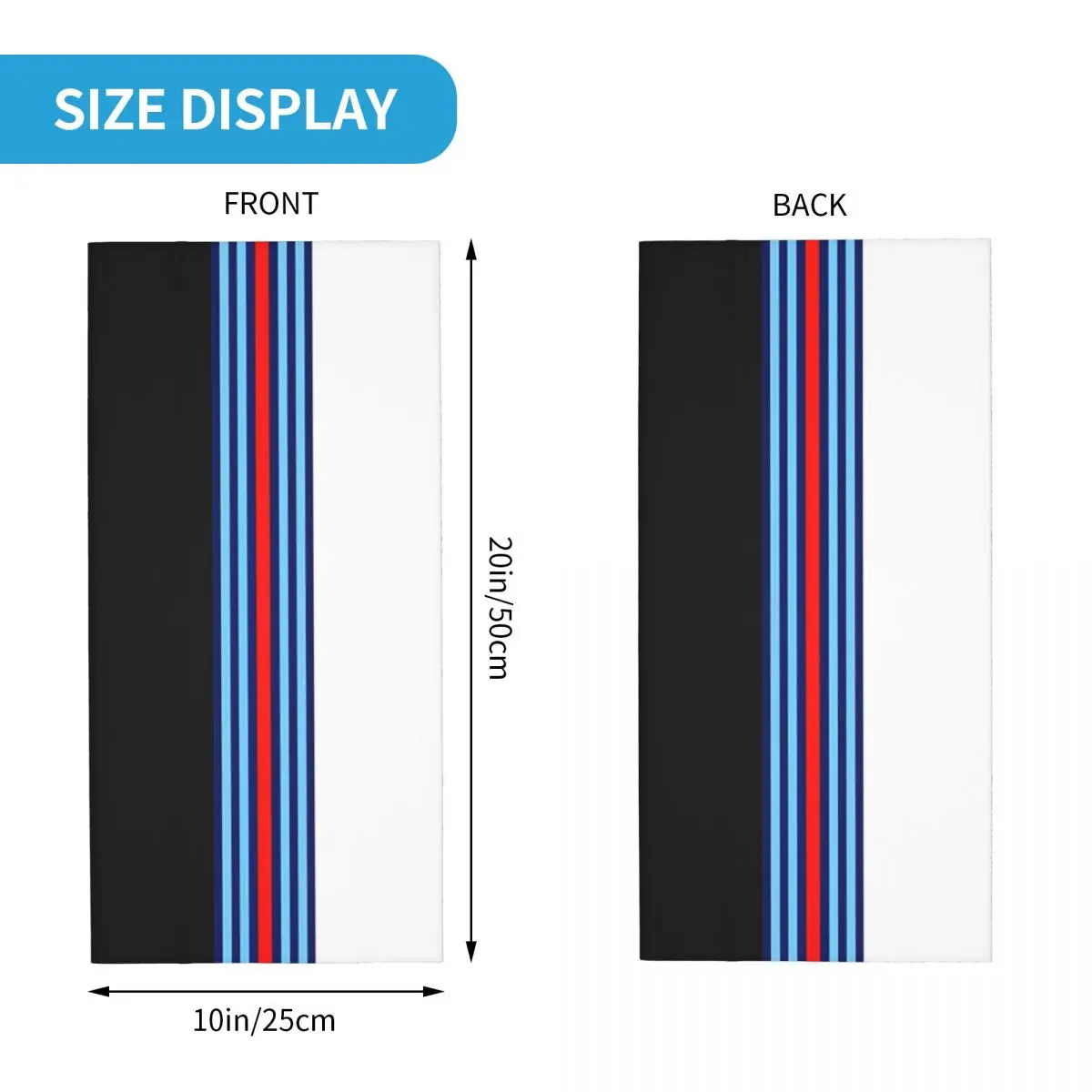 Black White Racing Stripes Motocross Bandana Neck Cover Printed Martini Racing Face Mask Running Unisex Adult Windproof