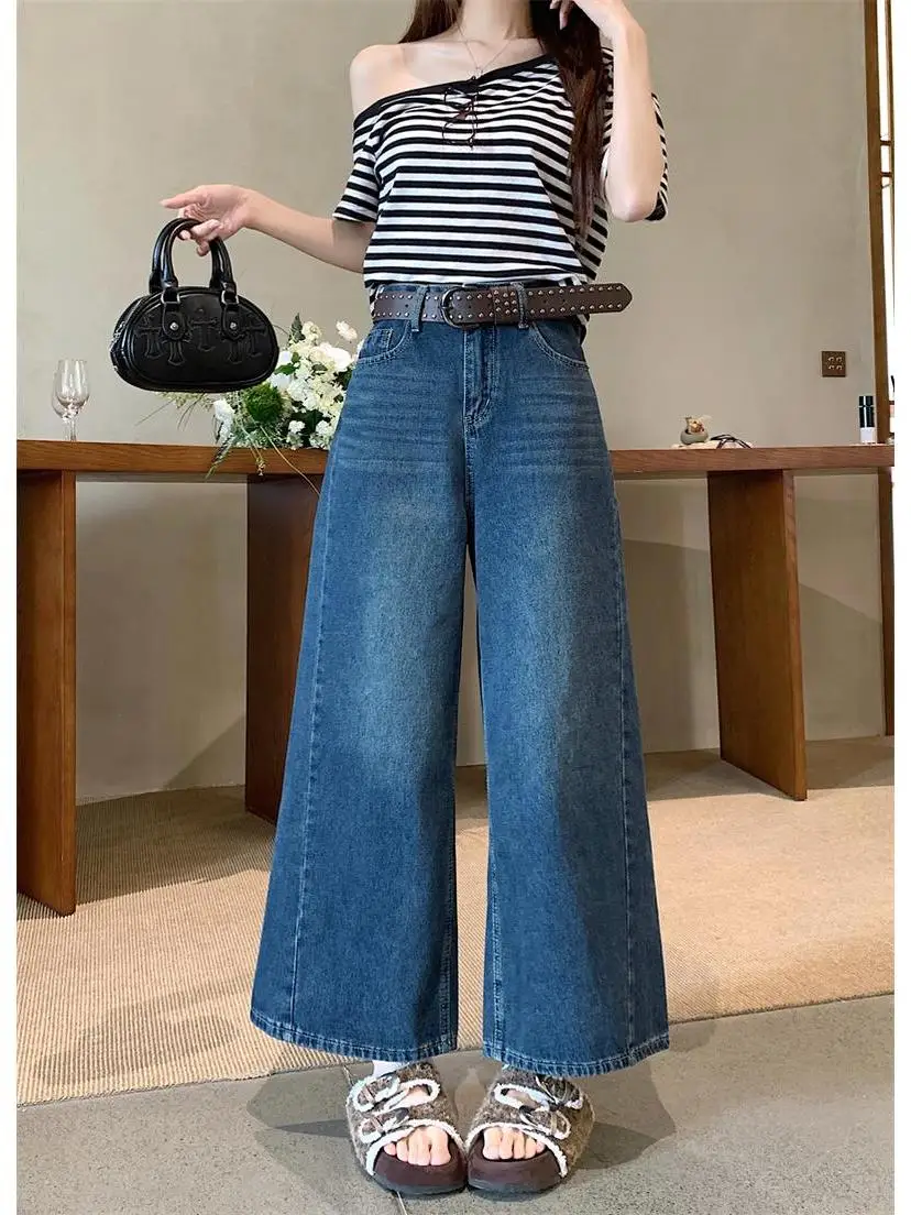 

Retro Fashionable Straight Leg Jeans Women's Casual Loose Slim High Waist Nine-Piece Pants Spring 2026 New Style Commute Wind