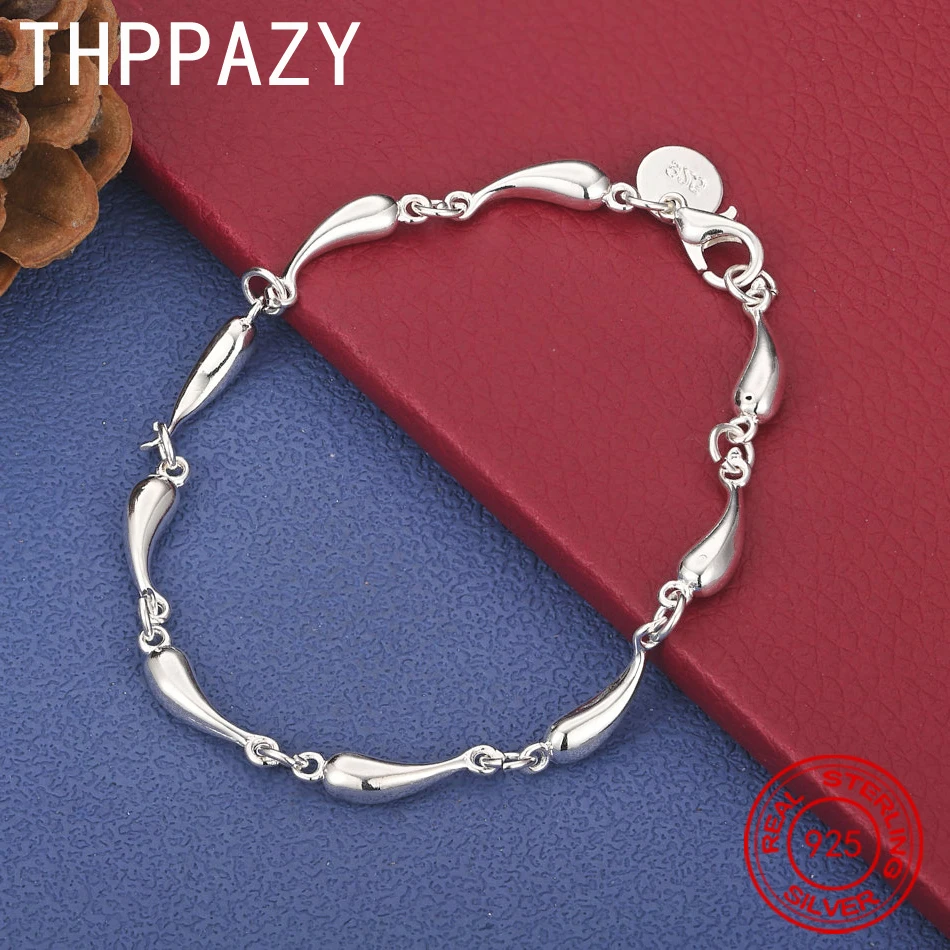 

THPPAZY 925 Sterling Silver Water Drop Bracelet Men Fashion Trend Jewelry Birthday Wedding Party Anniversary Exquisite Gift