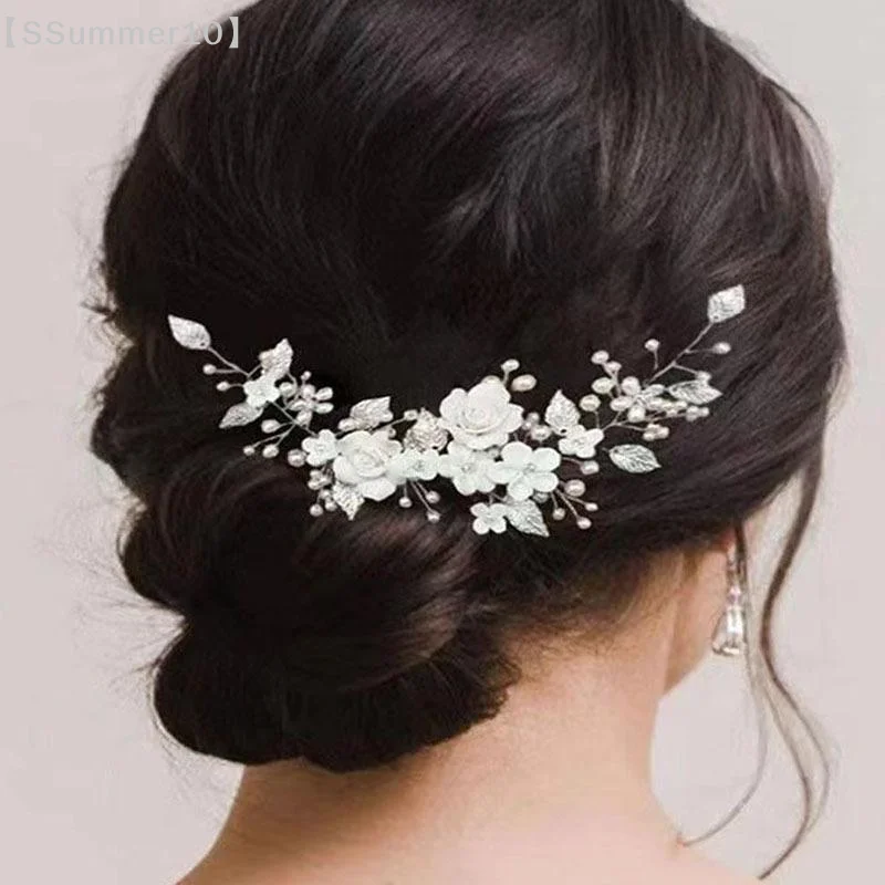 SSummer101Pcs Pearl Hair Piece Leaf Hair Accessories Flower Wedding Hair Vine Rhinestone Headband For Women And GirlsSS