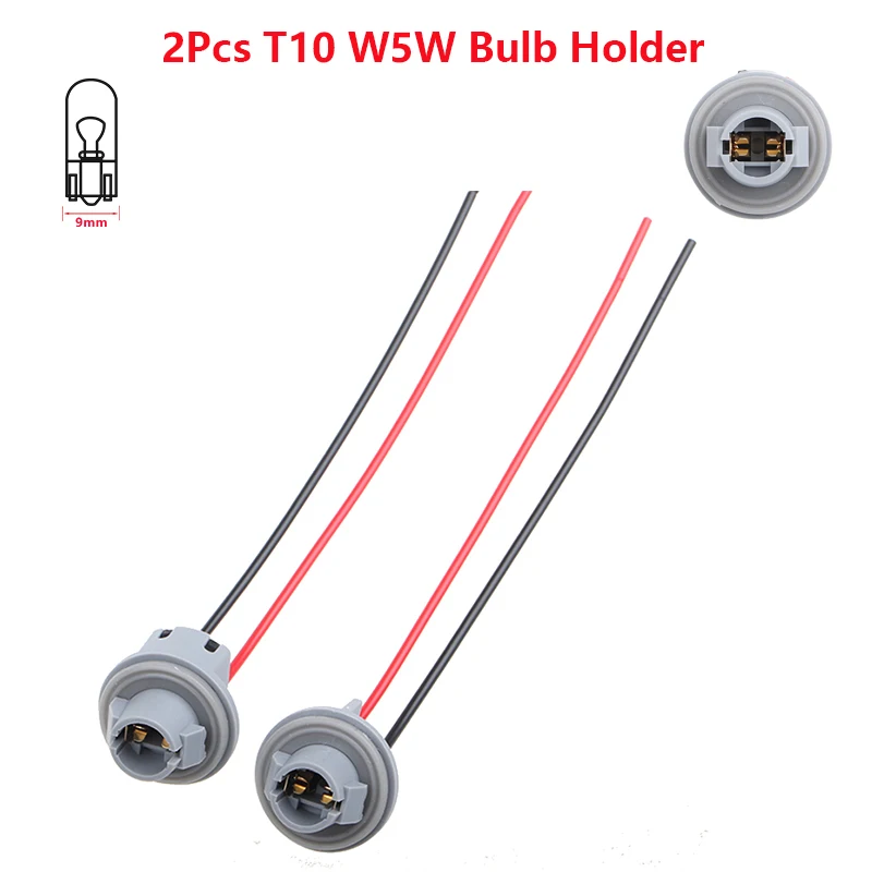

2x T10 W5W Bulb Holder For Chevrolet Impala Monte Carlo Headlight Socket With 2 Wire Accessories