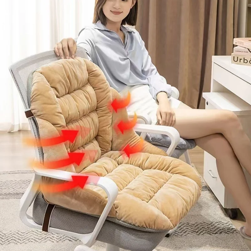 Electric Heating Cushion LED Smart Timing Thermostatic Seat Backrest Integrated Plush Waist Support Winter Warmer Magic Heater