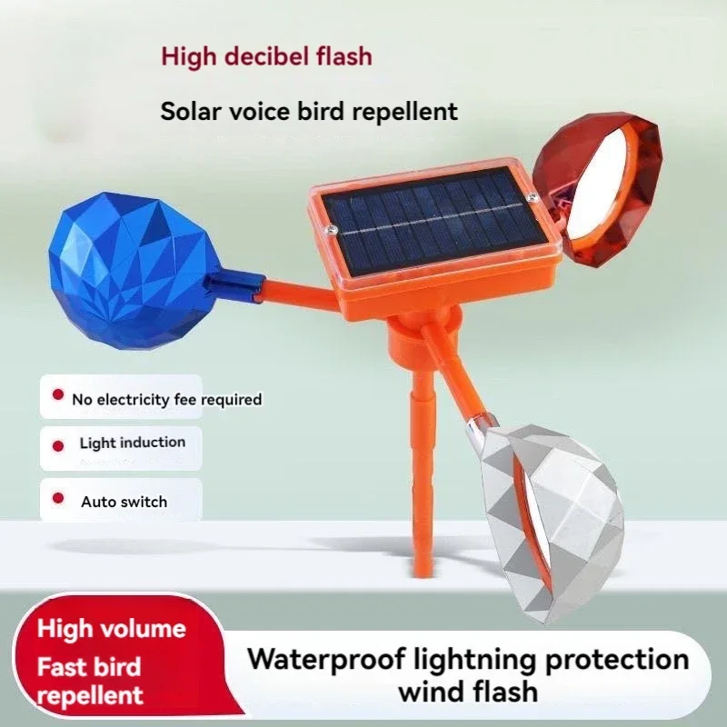 Solar Bird Repeller Solar Energy Waterproof Bird Repelling Device 360° Rotating Reflector Farm Orchard Bird Scaring Device