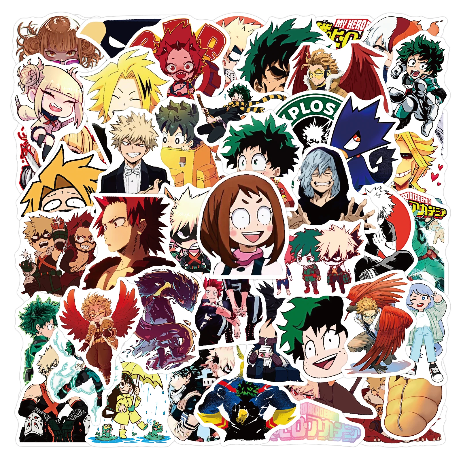 50 قطعة من ملصقات My Hero Academia DIY لتزيين لوح التزلج المقاوم للماء وأمتعة الكمبيوتر المحمول والهاتف والثلاجة
