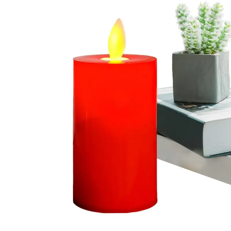 Moving Wick Candles Red Battery Power Flickering Candle Fake Candles LED Candles Table Decoration For Home Party Christmas Decor