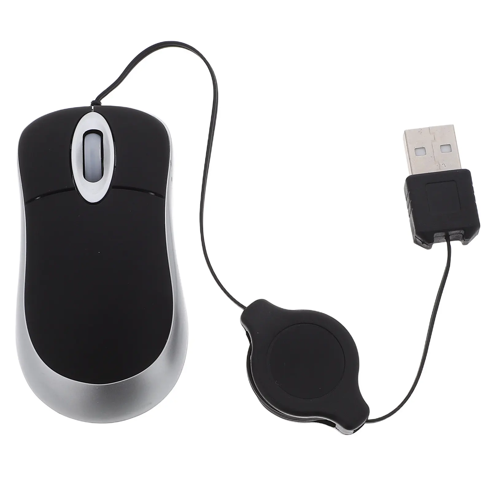USB Mini Telescopic Mouse 1000Dpi Optical Resolution Comfortable Ergonomic Design for Desktop Laptop Office Home Use Silent