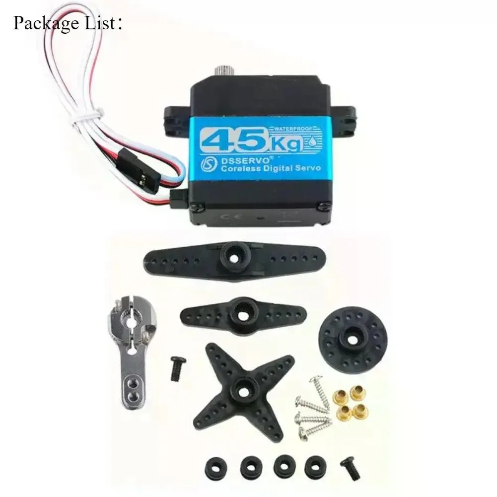 45kg.cm コアレスモーター デジタルサーボ メタルギア 7.4V 180 ° /270 °   防水 IP66 25T サーボアーム RC ロボット 1:8 1:10 Baja RC カー用