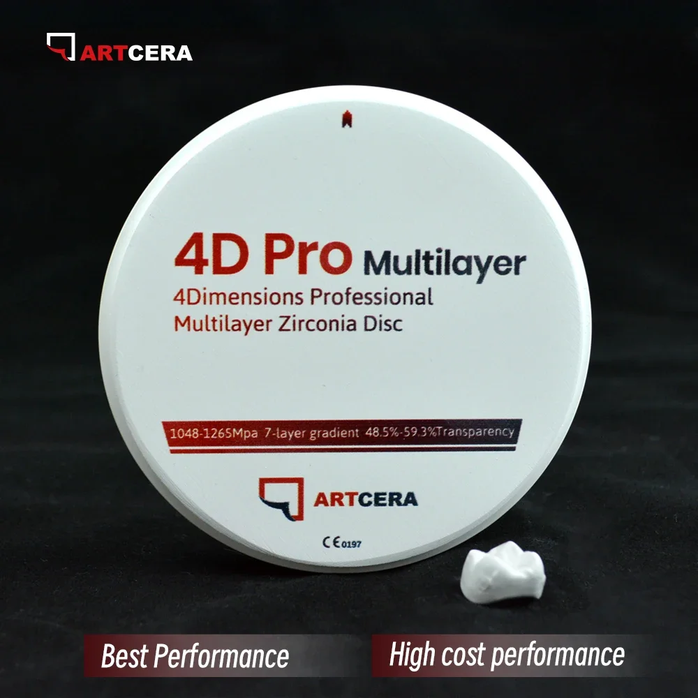 

ART CERA 4D-Pro Multilayer Zirconia disc Open System98mm Super translucent and strength High cost performance——for Dental Lab