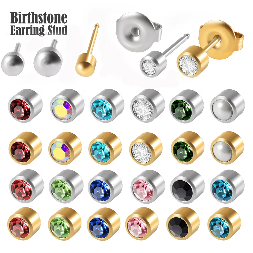 12 Pairs Kiezen 3Mm 4Mm Chirurgisch Steelcrystal Earring Sieraden Oor Piercing Studs Zilver Goud Gemengde Kleuren Assorti & parel 20G