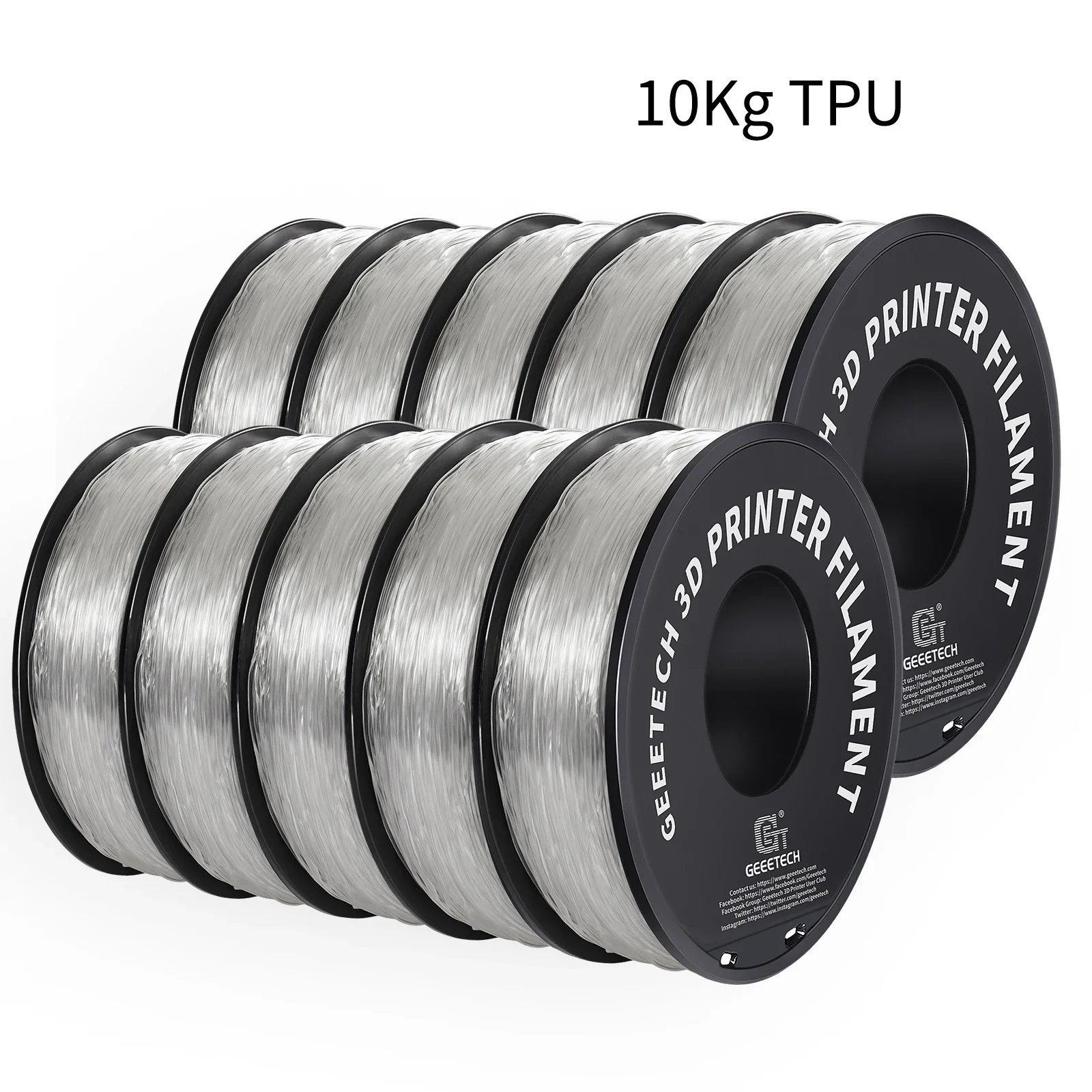 Geeetech 10Kg Tpu 3d Printer Filament Materiaal 1Kg 2. 2lbs/Spool 1.75Mm Plastic Vacuümverpakking Niet-Giftige Shore Hardheid 95a