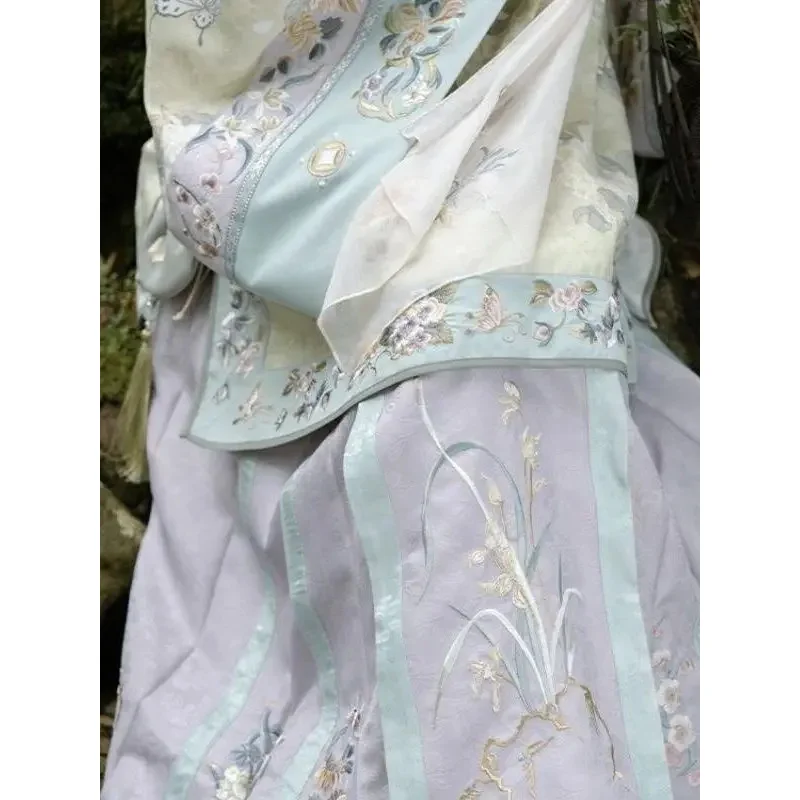 Qing Han donne girocollo originale Hanfu gonna stile cinese industria pesante ricamo dinastia Qing Mamianqun cinese Top