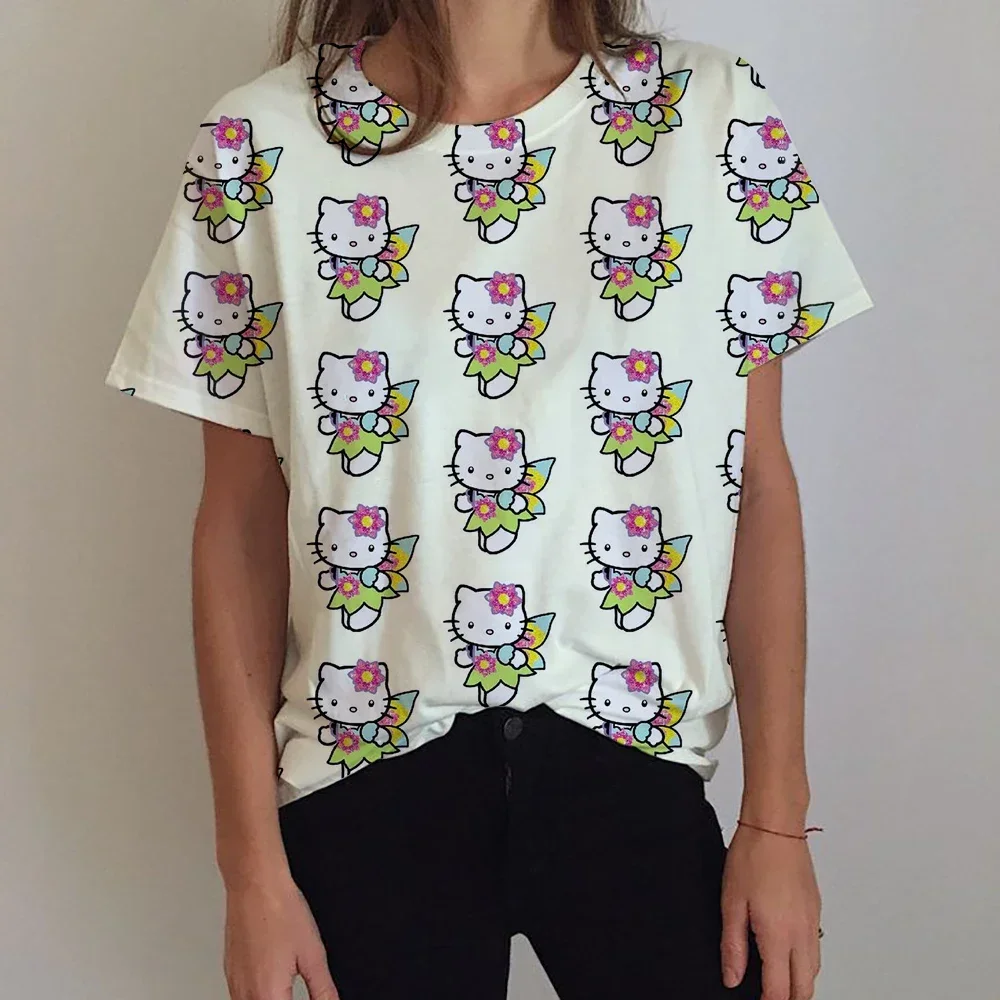 

Summer Women T-shirt 3D Fashion Hello Kitty Printing Harajuku T-Shirt Girls Tee Clothing New Short Sleeve Round Neck Top