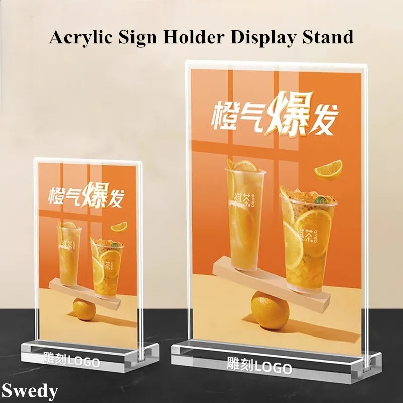 

A6 100X150mm Double Side Acrylic Sign Holder Display Stand Menu Price Paper Brochure Holder Wedding Picture Photo Poster Frame