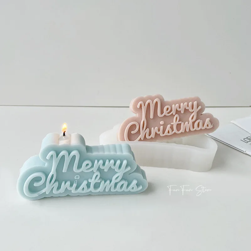 3D Phrase Silicone Candle Mold Merry Christmas Soap Resin Plaster Mould Handmade Chocolate Dessert Baking Molds Festival Decor