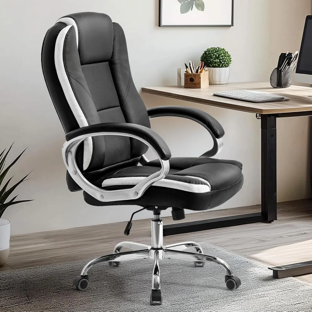 

Office Desk Ergonomic Gaming Chair High Back Adjustable Computer Chair with Wheels and Lumbar Support Comfy Leather
