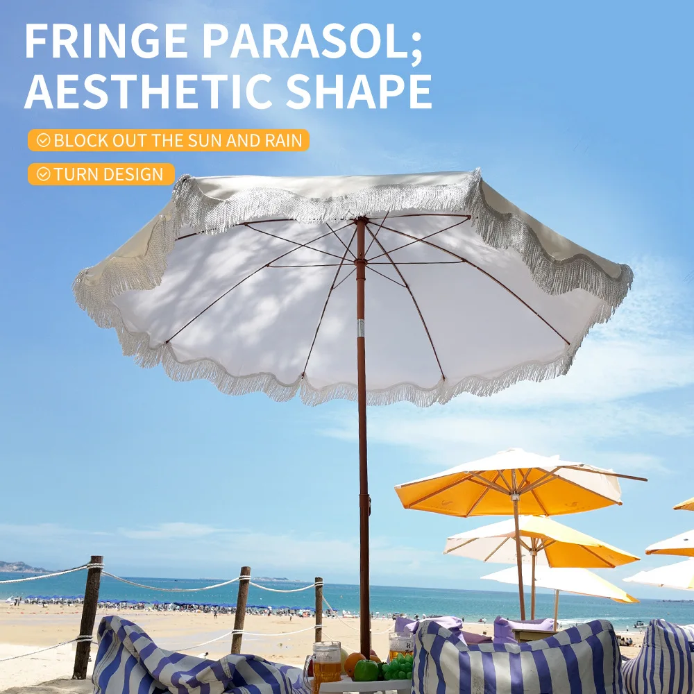 Seaside vacation beach umbrella courtyard umbrella fringed umbrella swimming pool sun protection terrace parasol