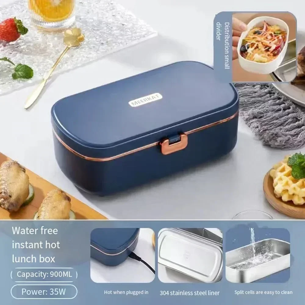 Portable Thermal Lunch Boxes Electric Lunch Boxes 304 Stainless Steel Water Free Heating Bento Box Food Warmer Office Home car