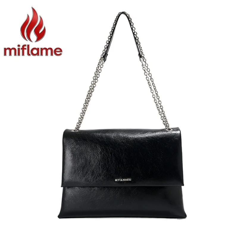 

Women's Chain Tote Bag Genuine Leatherwith Laptop Compartment Large Shoulder Bag for Work Commute