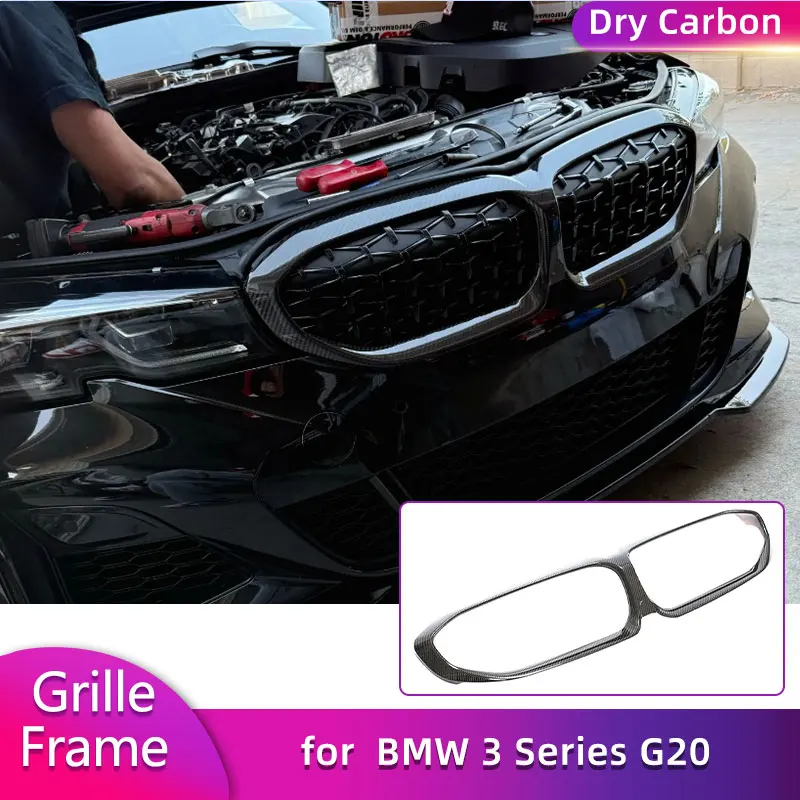 

Car Front Kidney Grill Grille Frame Dry Carbon for BMW 3 Series G20 320i 330i 340i 2019-2022 Racing Front Grill Trim Body Kit