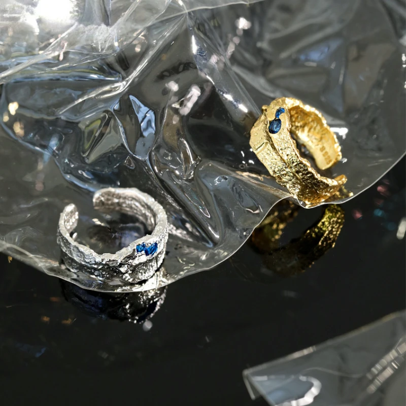 Classic Irregular Texture Design Ring S925 Sterling Silver Rings for Women Inlaid Zircon Fine Jewelry Fashion Versatile Gift055#