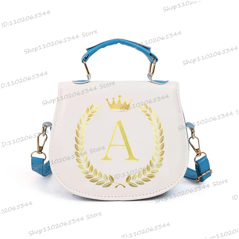 

Golden Alphabet Vintage Design Women Small Shoulder Bags First Letter of Surname Casual Tote Bags Cosmetic Storage Crossbody Bag