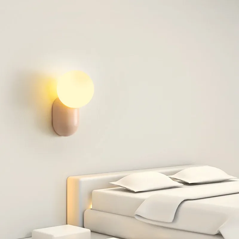 Simple Nordic  Wall Lamp Modern Simple Cream  Head Light For Living Room Bedroom Besides Study Interior Decoration Fixture