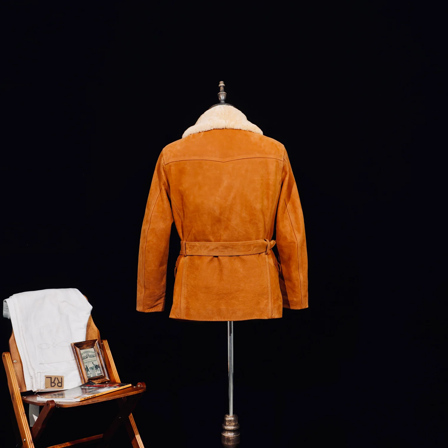 Tailor Brando American Vintage RL Farmer Water Dyed Brushed Finish Cowhide Men's Genuine Leather Double Breasted Jacket