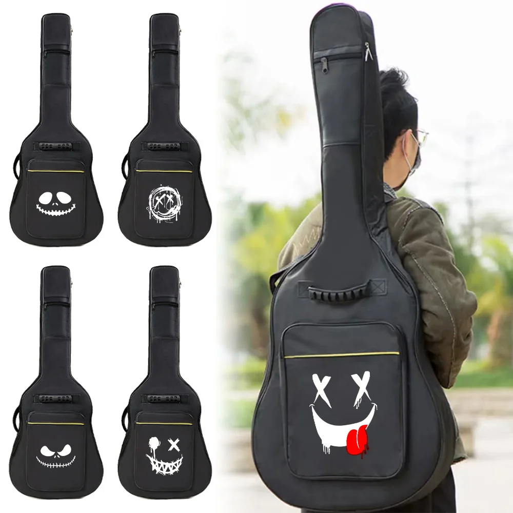 36inch ~ 41Inch Handheld Guitar Bag Adjustable Shoulder Strap Rip-stop Oxford Nylon Double Straps Padded Black Guitar Case