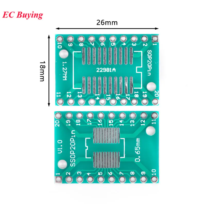 10pcs SOP28 SOP24 SOP20 SOP16 SOP14 SOP10 SOP8 to DIP Adapter Plate SMD To DIP Pinboard UNAX PCB Integrated Circuits 0.65/1.27mm