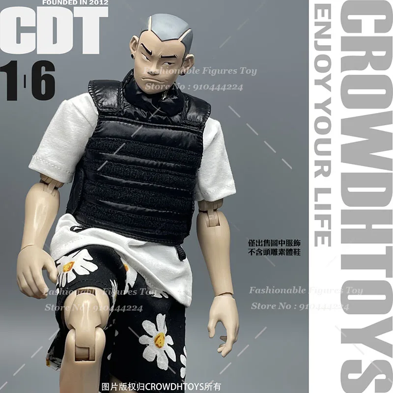 ‌ CROWDHTOYS 1/6 Męska Kamizelka Bojowa Żołnierza Czarna Wojskowa Odzież Bojowa Akcesoria Pasują do Figurki Akcji 12 Calowa