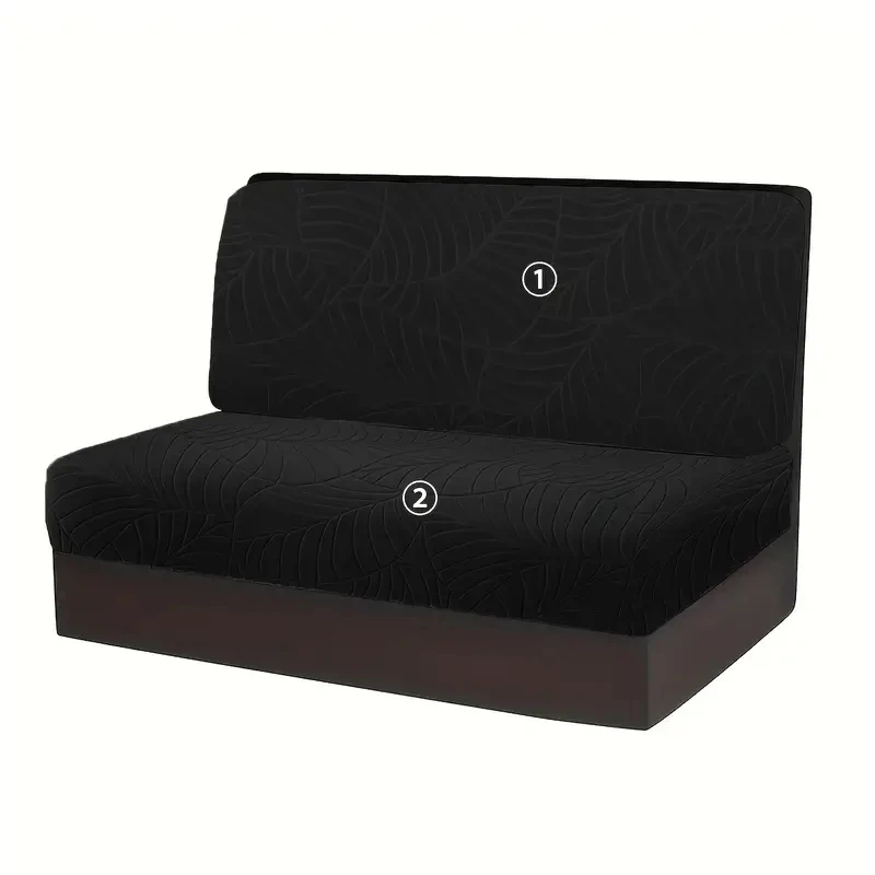 2 stks/set Bladeren Jacquard RV Dinette Kussenhoezen Elastische Armloze Bank Hoes Stretch Rv Camper Auto Bench Seat Cover