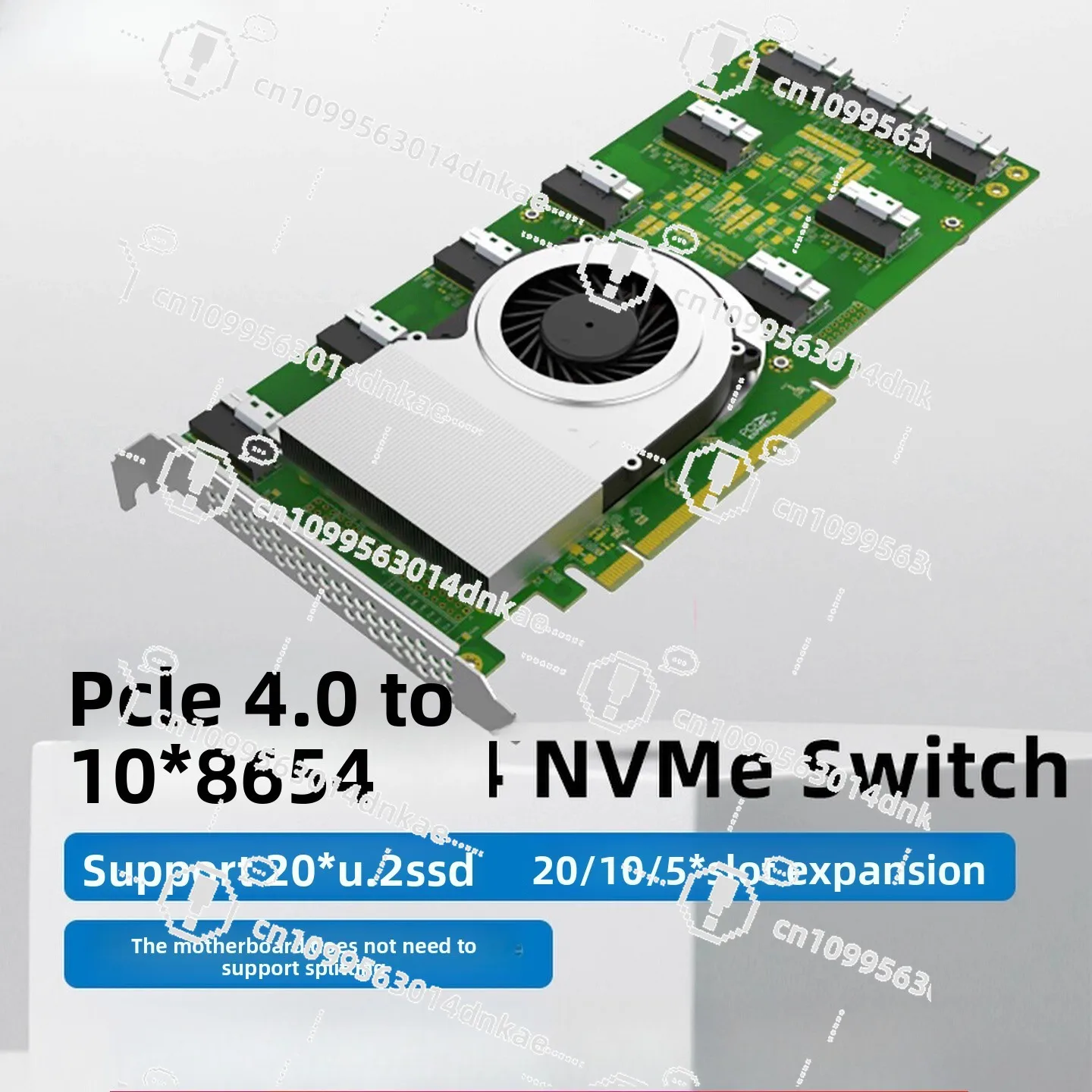 PCIe4.0 X16 10 * SFF8654 8i U.2 NVMe بطاقة توسيع بطاقة الرسومات AI توسيع PEX88096