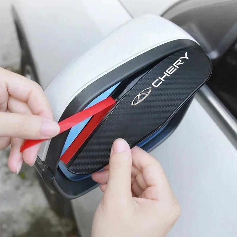 2Pcs Car Logo Rearview Mirror Rain Eyebrow Stickers For Chery Tiggo 7 Pro 4 3 Fulwin 2 Arrizo 6 QQ 5x 5 8 T11 3 5 Gx EQ7 E3 Amul