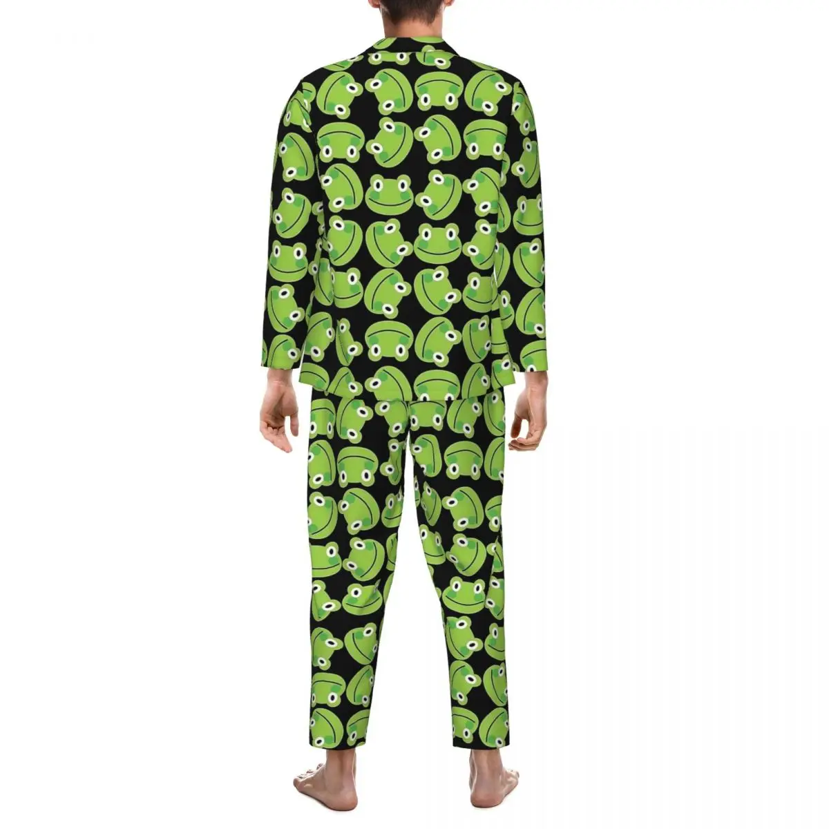 Groene Forgs Nachtkleding Herfst Leuke Dieren Vintage Oversized Pyjama Set Mannen Lange Mouwen Mooie Dagelijkse Aangepaste Thuis Pak