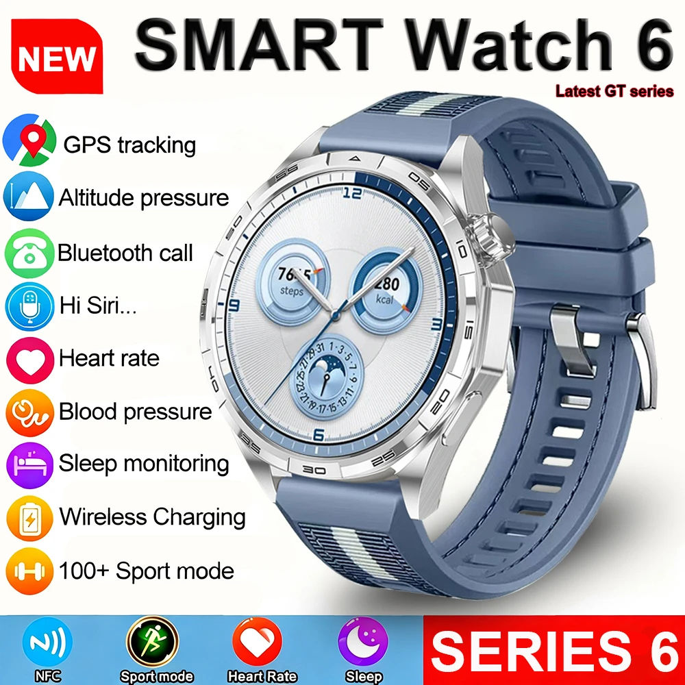 

2025 Watch GPS Track Smart Watches For Men Women Sport Heart Rate Bluetooth Call NFC IP68 Waterproof Compass Smartwatch 6 Pro
