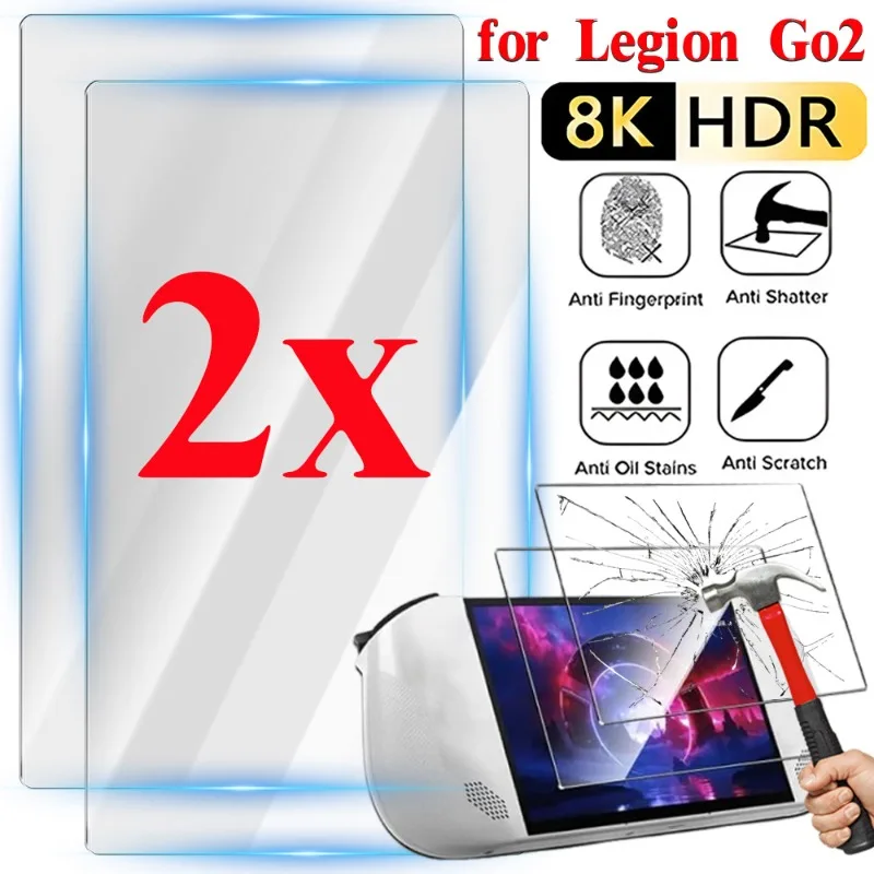 1-2 قطعة الزجاج المقسى ل Legion Go 2 الألعاب يده المضادة للخدش 9H صلابة واقيات الشاشة لفيلم Legion Go2 فقاعة الحرة