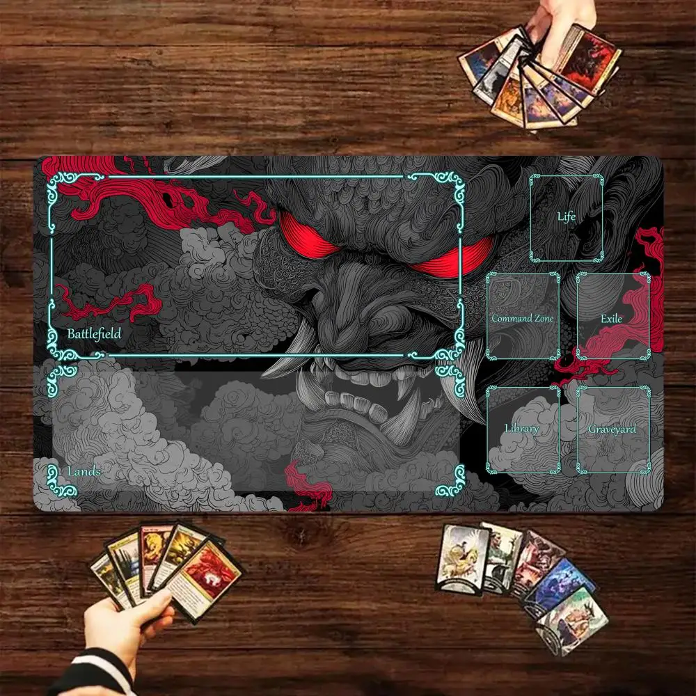Ukiyo-e Red-Eyed Demon Samurai Magic Card Battle Mat TCG Playmat Anti-slip Base gathering gaming mats Board Game Mat for TCG