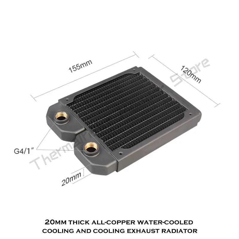 Full Copper G1/4'' PC Water Cooling Radiator For CPU GPU RAM Heatsink Exchanger 12cm Fan Radiator 120/240/360/480mm Black/White