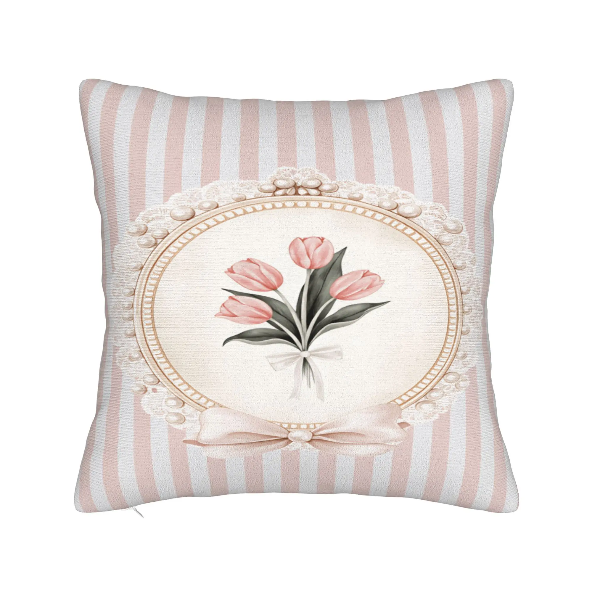 Tulip Spring Pillow Cover  Fashion Pillow Case For Couch Sofa Bedroom Comfy Cushion Cover Birthday Gift