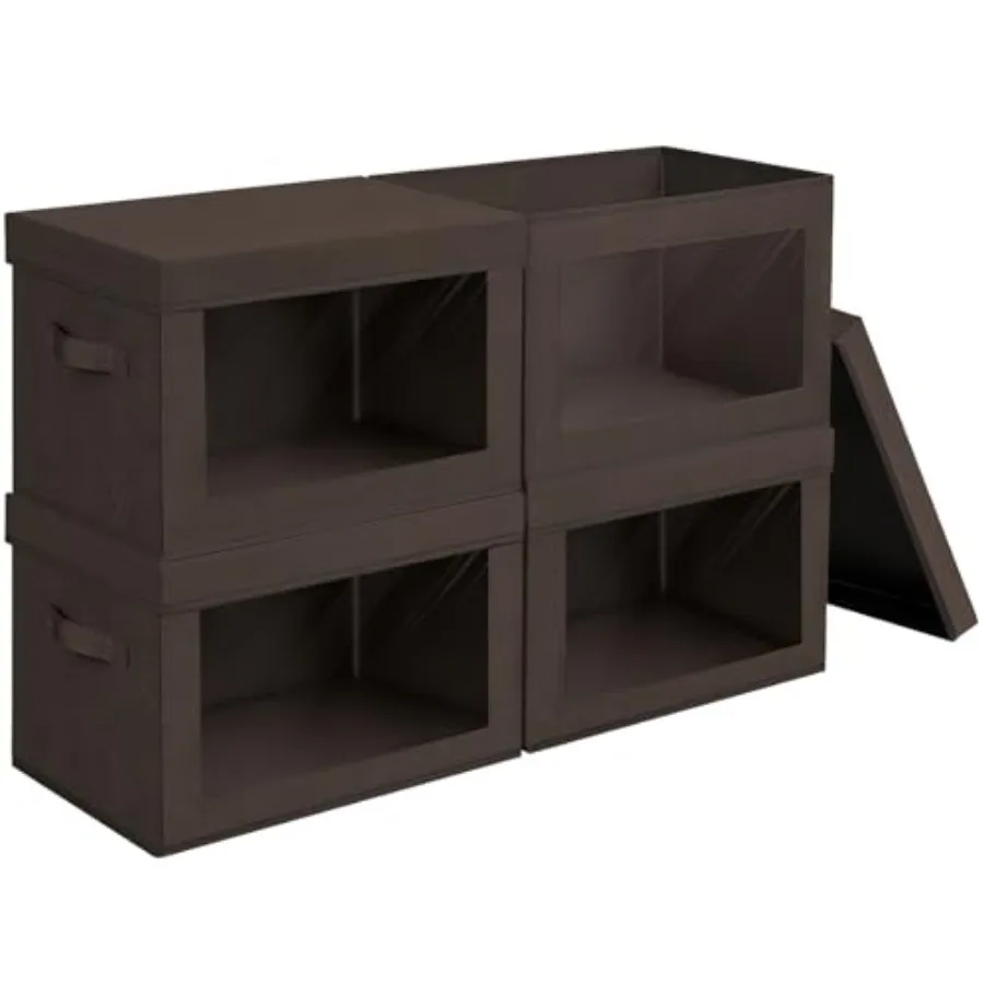 

Stackable Storage Bins with Lids - Large Storage Box with Lids, Foldable Closet Boxes for Organizing, Wardrobe Clothes Organize