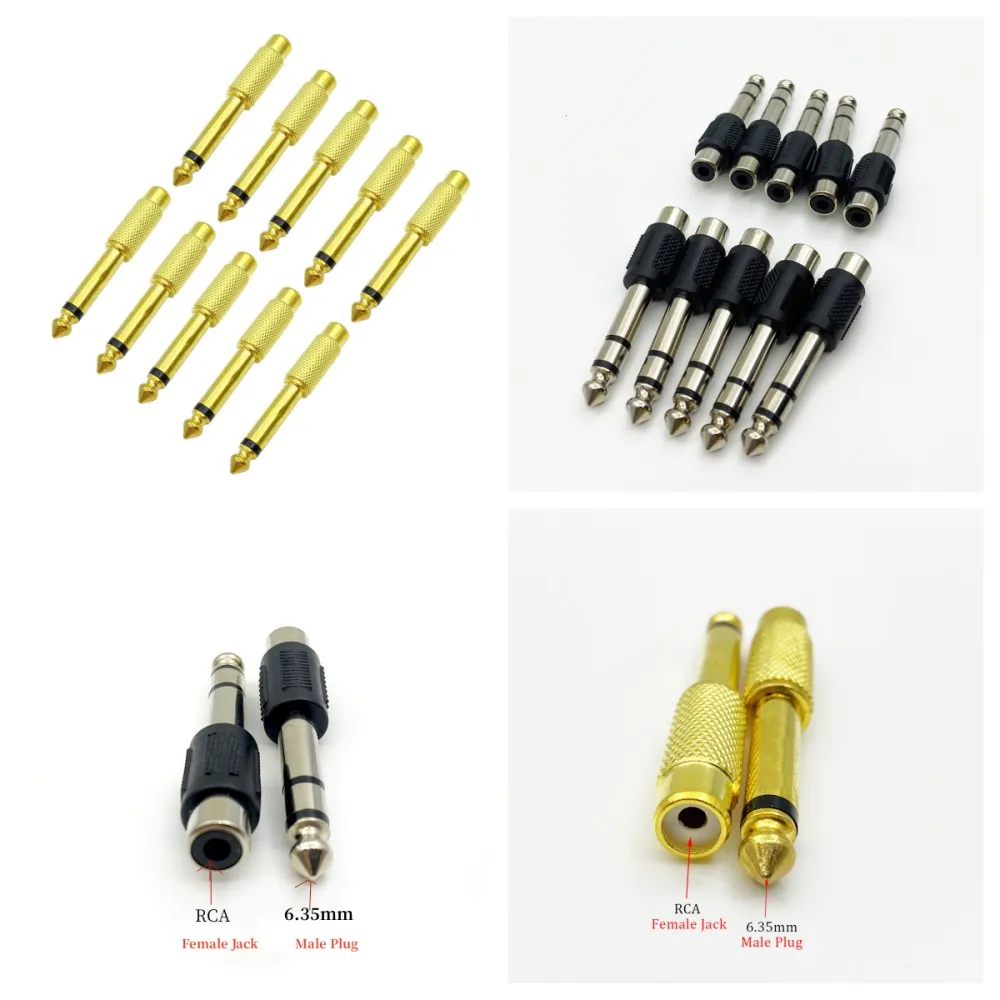 10Pcs 6.35mm 1/4 inch Stereo Male Plug to RCA Female Jack Audio Connector 6.35mm Stereo Male to RCA Female Adapter Free Postage