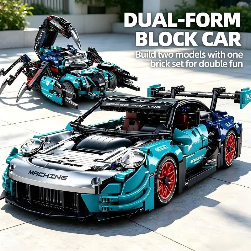 2-in-1 Transformable Hypercar & Scorpion Building Blocks Set 1289Pieces Mechanical DIY Model Desktop Decor for Teens Adults 14+
