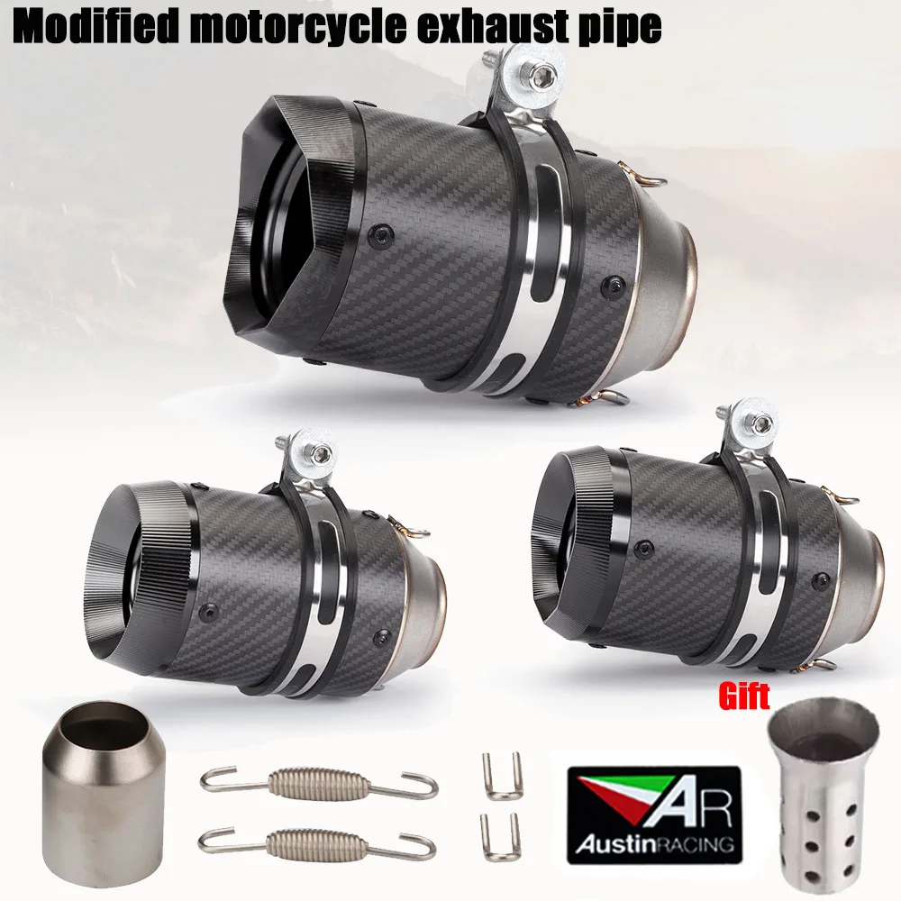 51mm/60mm universal motorcycle GP exhaust pipe CNC carbon fiber muffler for Kawasaki Z900 FZ6 RC390 S1000XR
