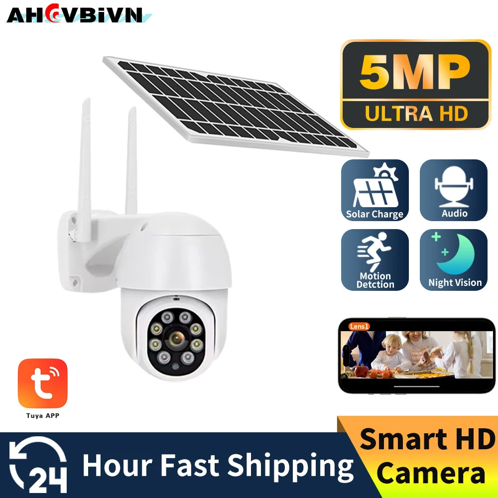 Tuya WHITE 5MP HD الذكية الذكية بطارية الطاقة الشمسية اللاسلكية في الهواء الطلق مراقبة واي فاي الأمن CCTV اللون ضوء كاميرا متحركة