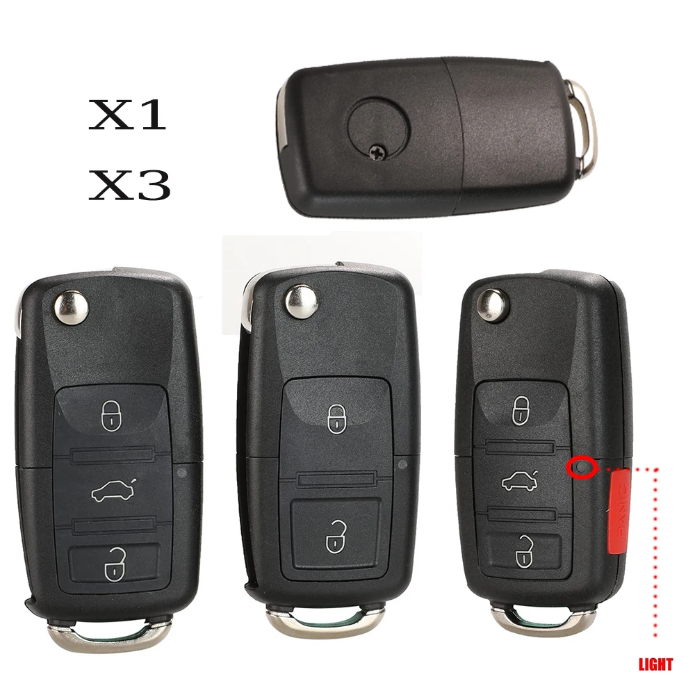 

jingyuqin X1 X3 Folding Car Remote Key Shell Case Fob For VW Passat Polo Golf Touran Bora Ibiza Leon Octavia Fabia With Logo