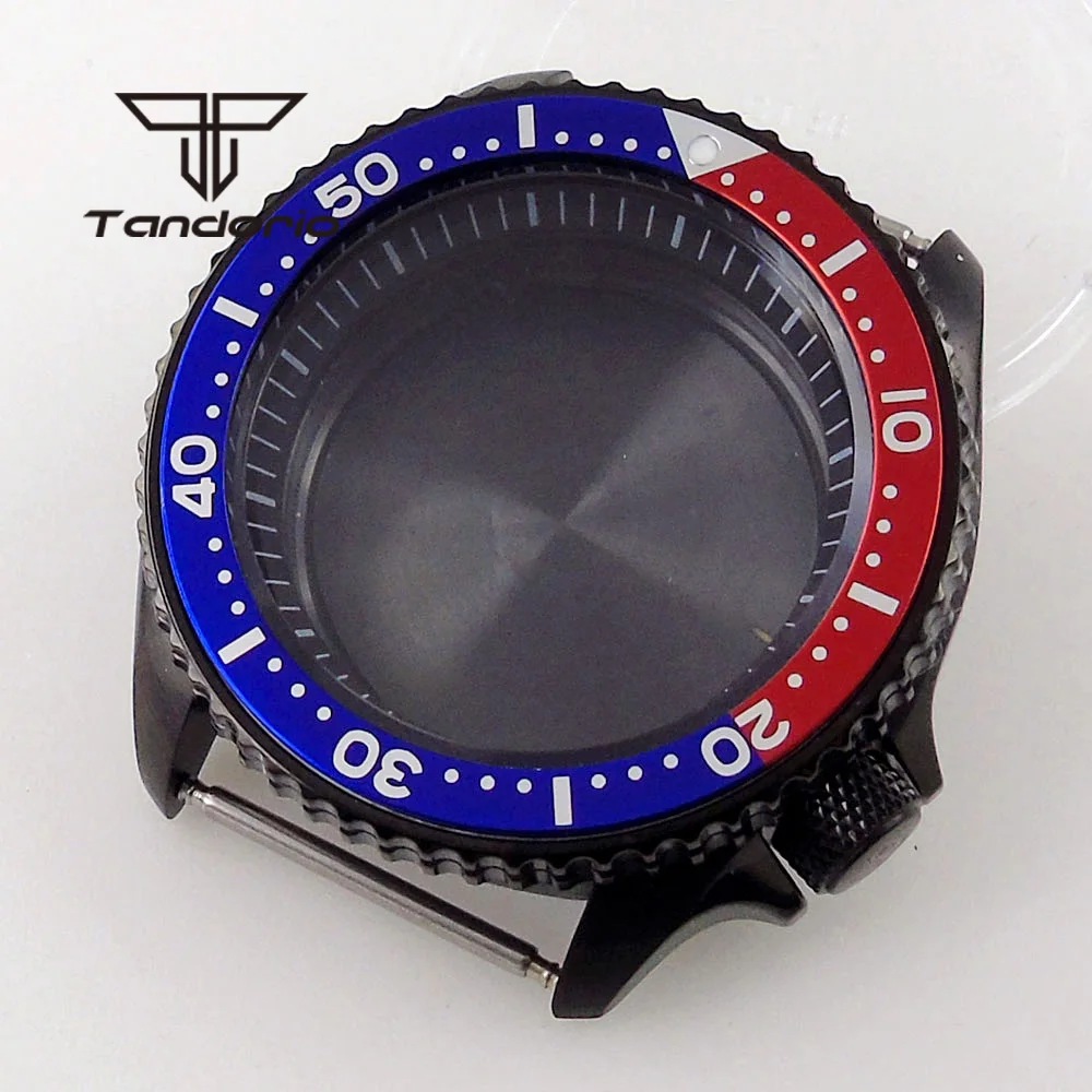 42mm Black PVD Watch Case 3.8 o'clock Crown Sapphire Glass Fit NH35 NH36 NH Series Movt Multicolor Bezel Inserts Wristwatch Part